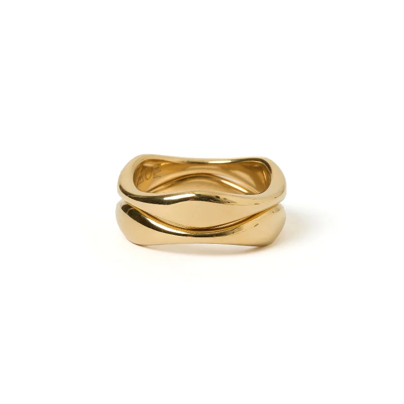 Timeless Jewelry At Special Discount Rates Double Dune Gold Ring Stack