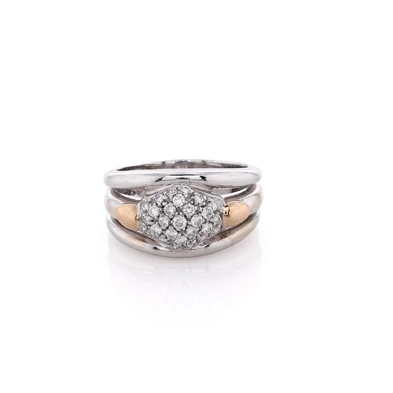 Sparkle On A Budget – Fine Jewelry For Less Estate 14 Karat White and Rose Gold Pave Top Diamond Ring