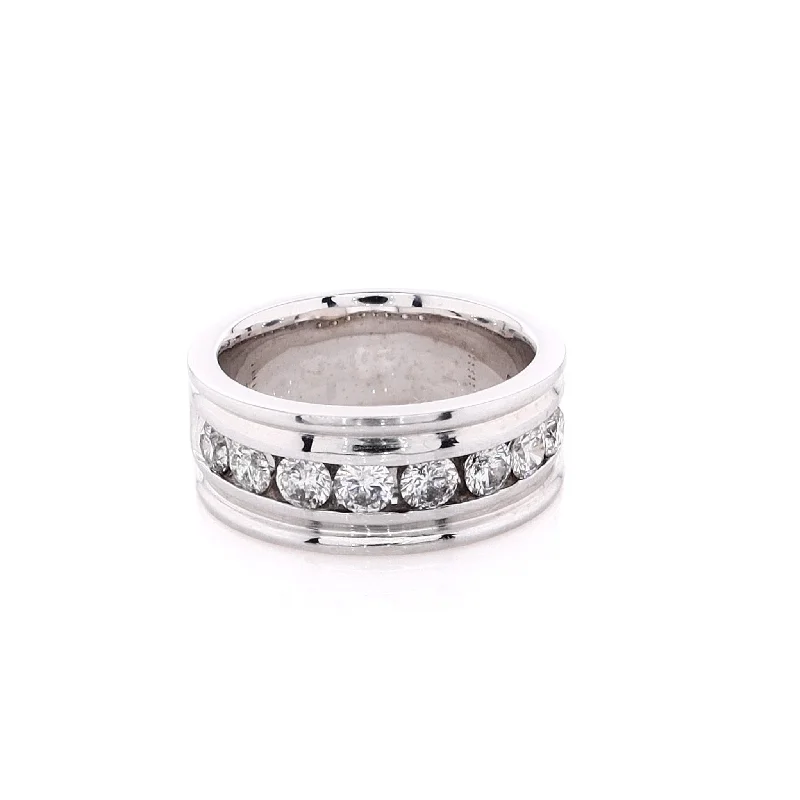 Shop Dazzling Jewelry With Special Promotional Discounts Estate 14 Karat White Gold Gentleman's Diamond Wedding Band