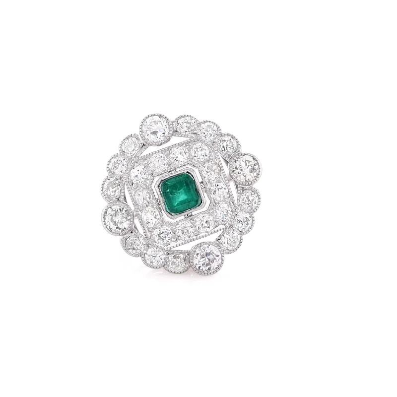 Handcrafted Beauty At Affordable Prices Estate 14 Karat White Gold Quartz and Beryl Triplet Diamond Milgrain Ring