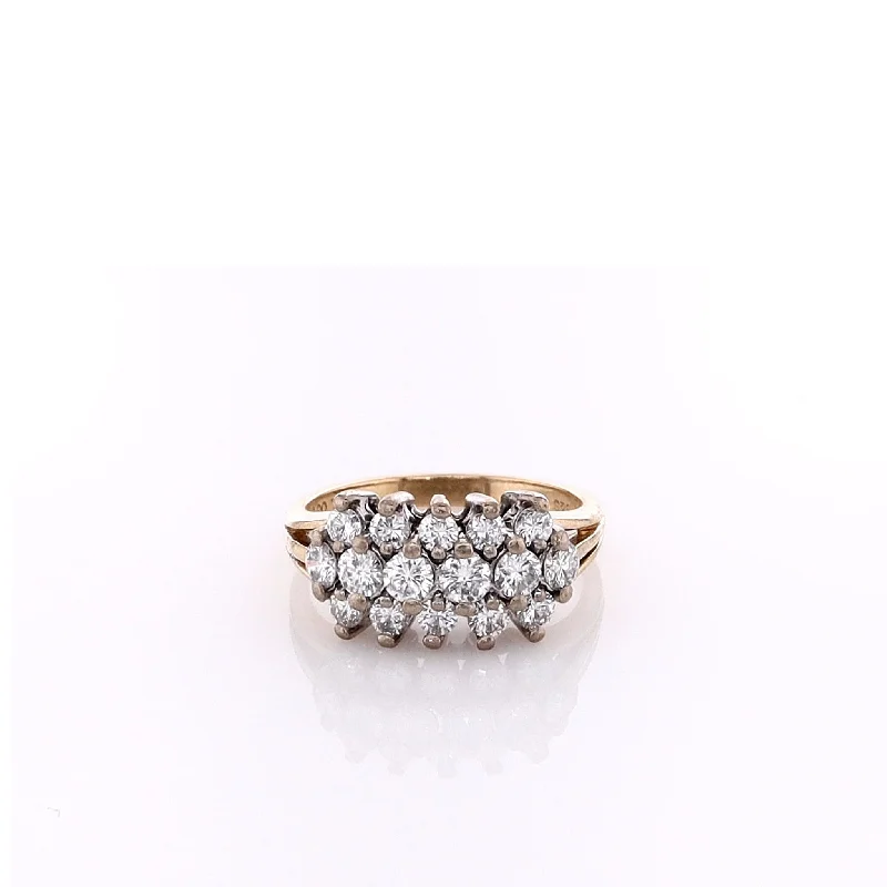 Unmissable Discounts On Timeless Jewelry Pieces Estate 14k Two-Tone Gold 1ct Three Row Diamond Ring