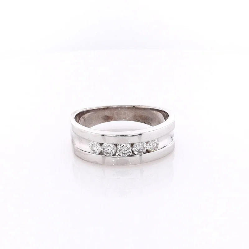 Get Your Favorite Jewelry At The Best Price Estate 14k White Gold Center Groove Wedding Band