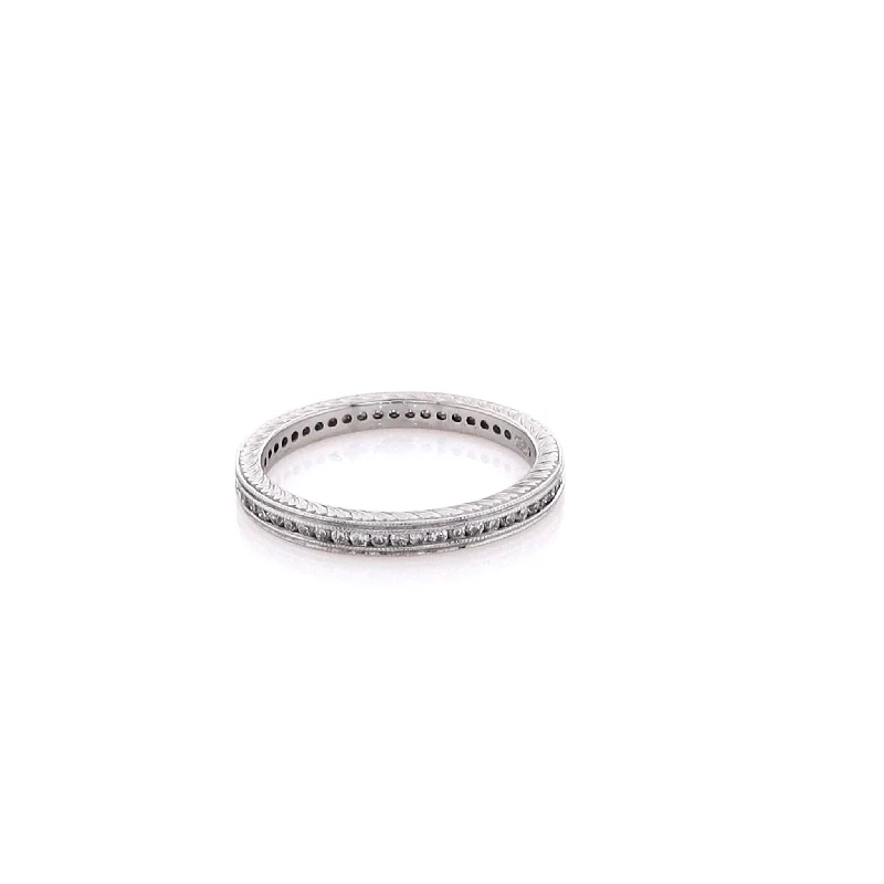 Affordable Glamour – Premium Jewelry For Less Estate 18 Karat White Gold Diamond Eternity Wedding Band