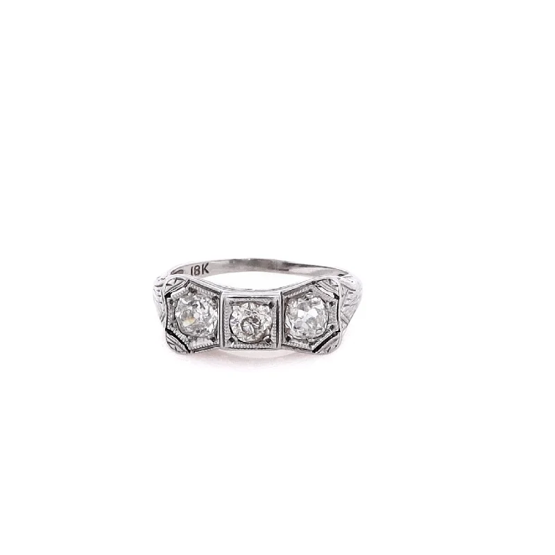 Shop Fine Jewelry With Amazing Deals Estate 18 Karat White Gold Pierced Filagree "Bow Tie" Diamond Ring