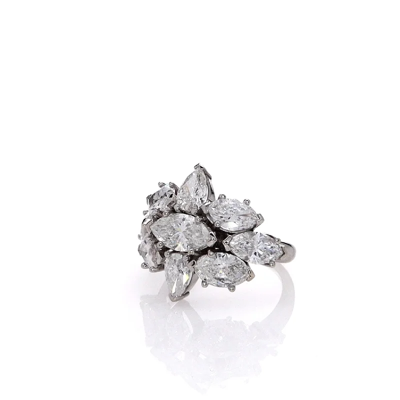 Timeless Jewelry Styles At Wallet-Friendly Prices Estate 18k White Gold Pear and Marquise Cluster Design Diamond Ring