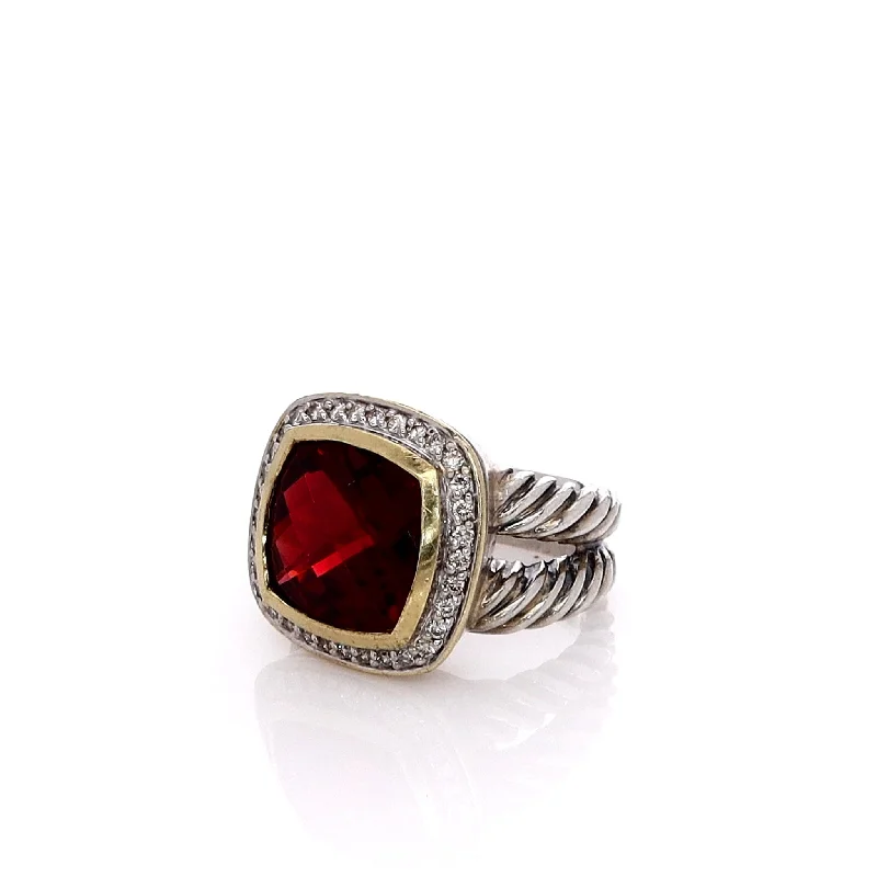Exclusive Jewelry Offers – Sparkle For Less Estate David Yurman Two-Tone Split Shank Faceted Garnet Ring