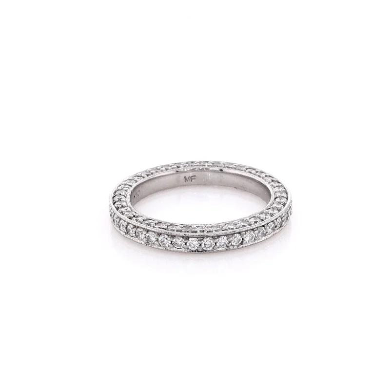 Dazzle In Elegance With Our Biggest Jewelry Sale Estate Martin Flyer Platinum Eternity 3 Sided Diamond Milgrain Ring