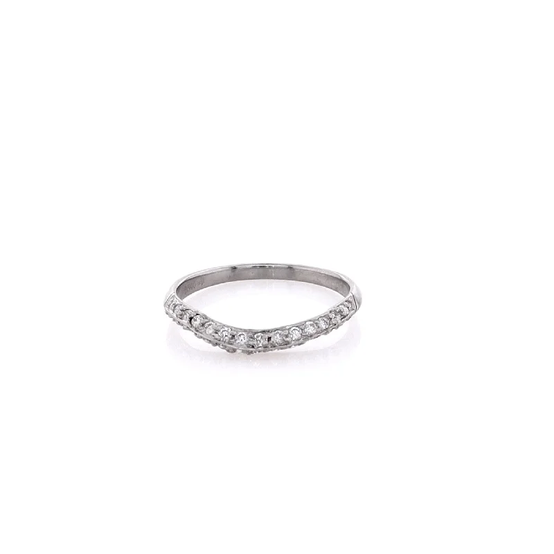 Luxury Jewelry Now At Special Promotional Rates Estate Platinum Curved Knife Edge 2 Row Diamond Wedding Band