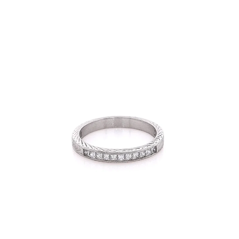 Seasonal Jewelry Deals – Elevate Your Style Estate Tacori Platinum Princess Cut Diamond Wedding Band