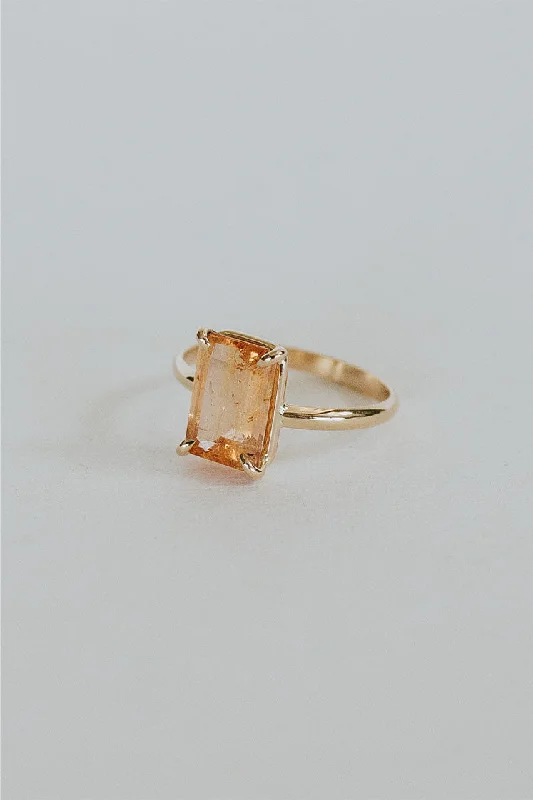 Stunning Statement Jewelry, Unbeatable Discounts Prong Set Gemstone Ring - Imperial Topaz 14k