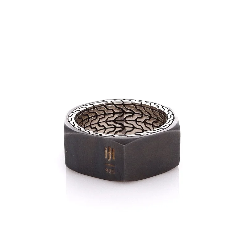 Grab Your Favorite Jewelry At The Lowest Prices John Hardy Classic Chain Matte Black Rhodium Sterling Silver Ring