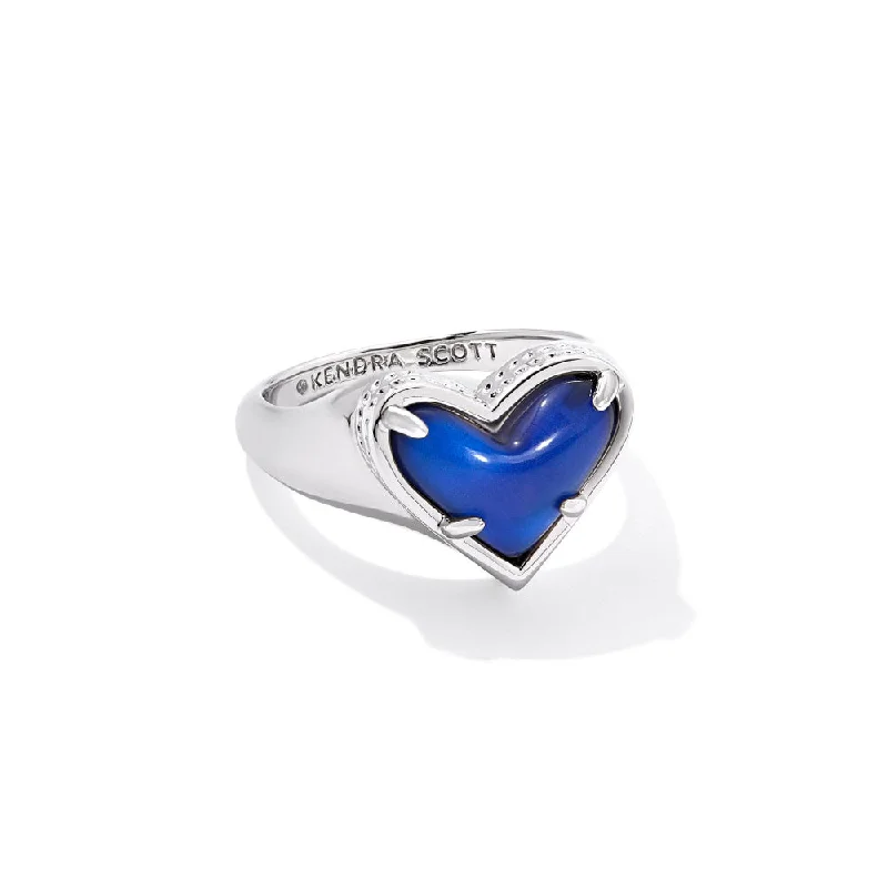 Trending Jewelry Styles Now At Limited-Time Discounts Kendra Scott Framed Ari Heart Band Ring - Silver Mood Stone