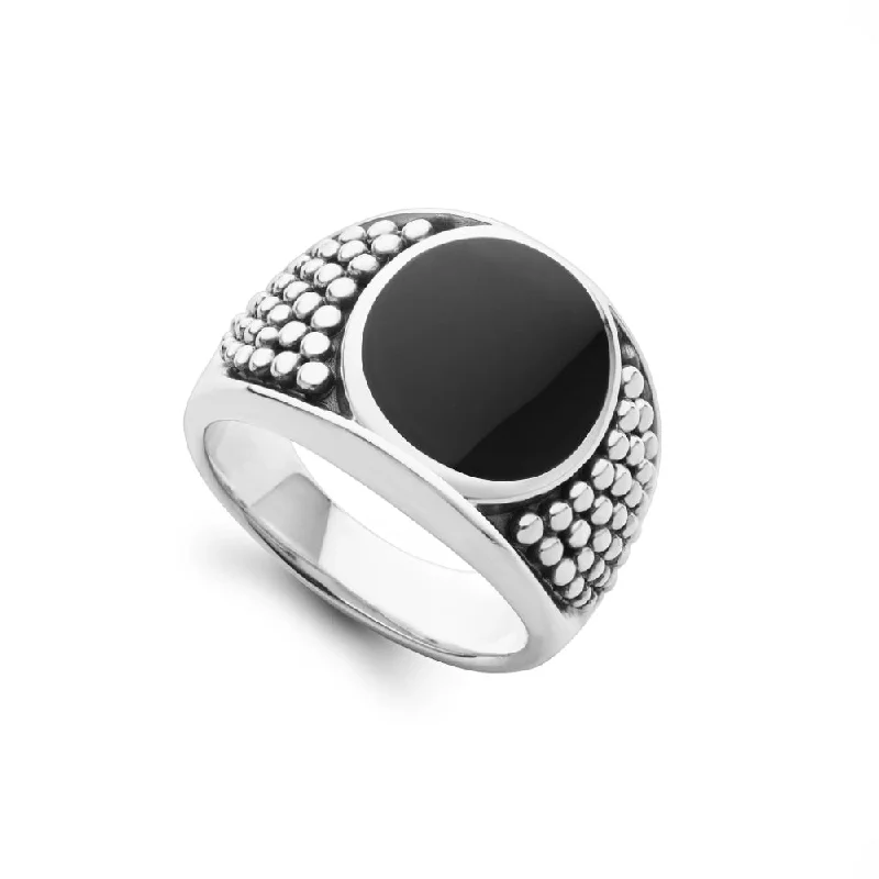 Unmissable Discounts On Timeless Jewelry Pieces Lagos Anthem Black Agate Oval Band Ring