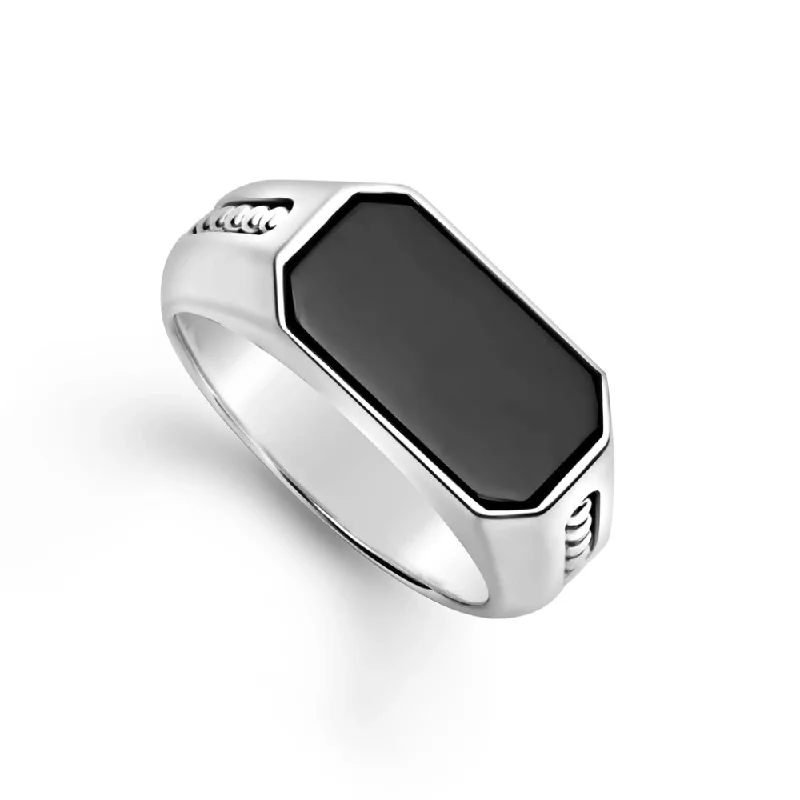 Clearance Sale On High-End Jewelry Collections Lagos Anthem Onyx Octagon Ring