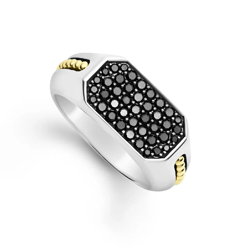 Buy More, Save More On Stunning Jewelry Pieces Lagos Anthem Two-Tone Octagon Black Diamond Ring