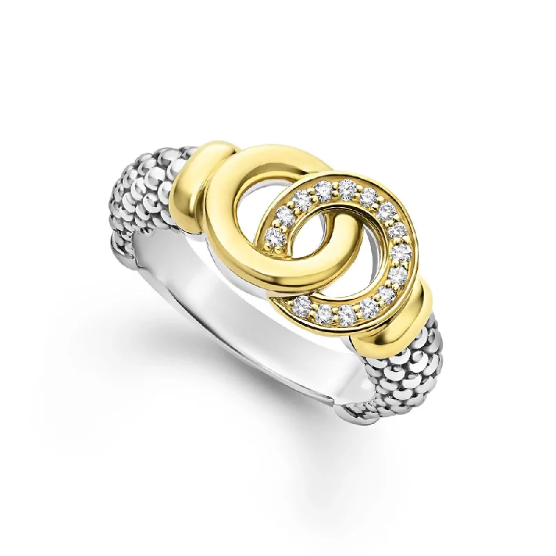 Exclusive Gemstone Jewelry Markdowns – Shop Now Lagos Signature Caviar Two-Tone Interlocking Diamond Ring