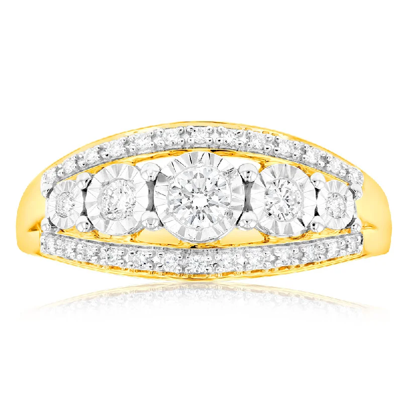 Jewelry Clearance Event – Stock Up Before It's Over Luminesce Lab Grown 0.35 Carat Diamond Ring in 9ct Yellow Gold