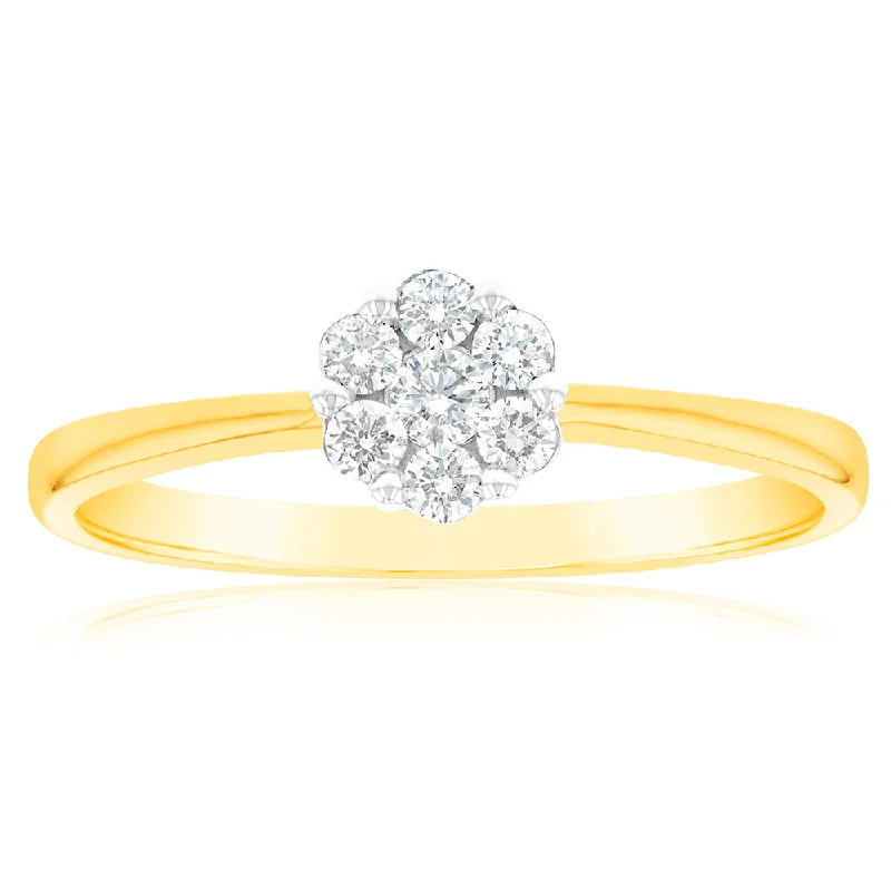 Bold And Beautiful Jewelry Now At Irresistible Prices Luminesce Lab Grown 1/6 Carat Diamond Ring in 9ct Yellow Gold