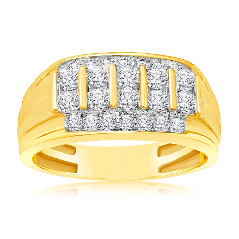 Versatile Layering Jewelry For Effortless Chic Luminesce Lab Grown 1 Carat Diamond Gents Ring in 9ct Yellow Gold
