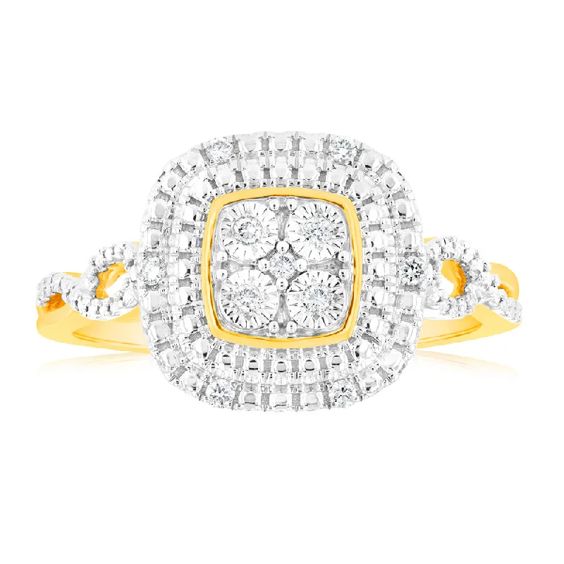 Must-Have Jewelry Pieces At Reduced Prices Luminesce Lab Grown 9ct Yellow Gold Ring with 11 Brilliant Cut Diamonds