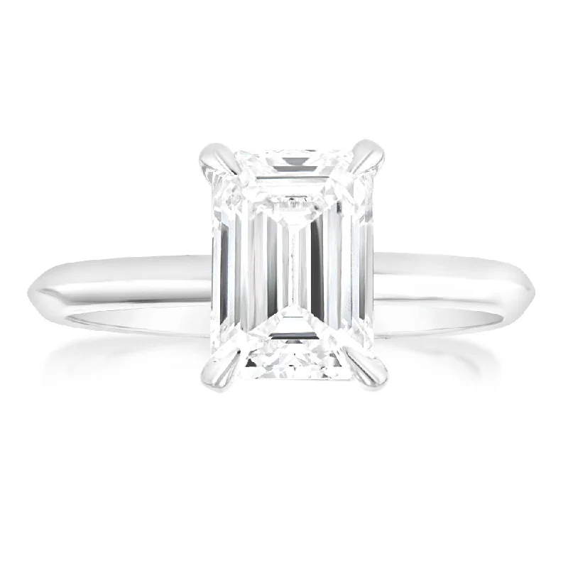 Affordable Gold-Plated Jewelry For Modern Fashion Luminesce Lab Grown Certified 2 Carat Diamond Emerald Cut Engagement Ring in 18ct White Gold