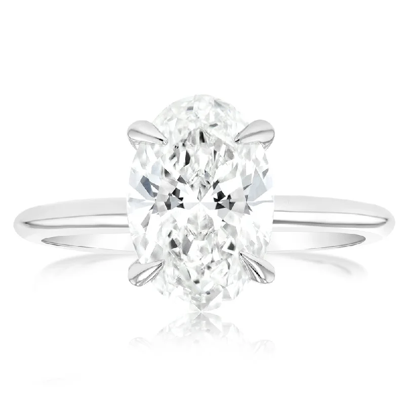 Dainty And Elegant Jewelry Now At Reduced Prices Luminesce Lab Grown Certified 2 Carat Oval Diamond Engagement Ring in 18ct White Gold
