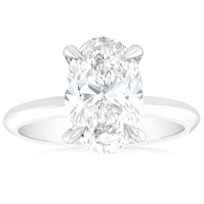 Don't Miss Out On Bestselling Jewelry At Special Prices Luminesce Lab Grown Certified 3 Carat Diamond Oval Solitaire Engagement Ring in 18ct White Gold
