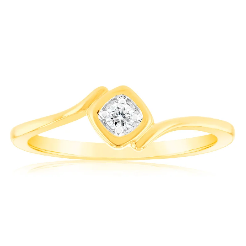 Celebrate Every Occasion With Sparkling Savings Luminesce Lab Grown Single Diamond Ring In 9ct Yellow Gold