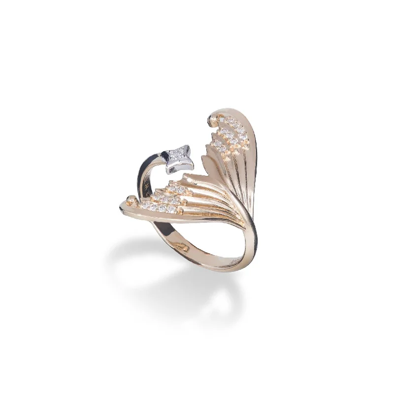 Affordable Glamour – Premium Jewelry For Less Moon Mermaid Ring in Two Tone Gold with Diamonds