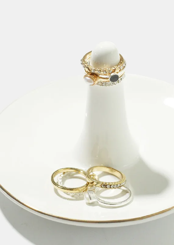 Special Deals On Handcrafted And Designer Jewelry Pearl & Rhinestone Ring Set