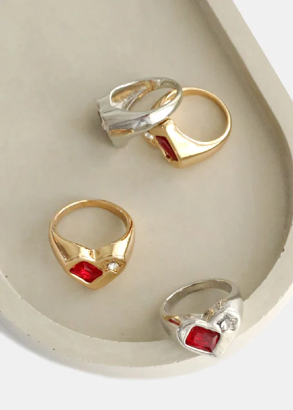 Grab Your Favorite Jewelry At The Lowest Prices Red Gem & Star Ring