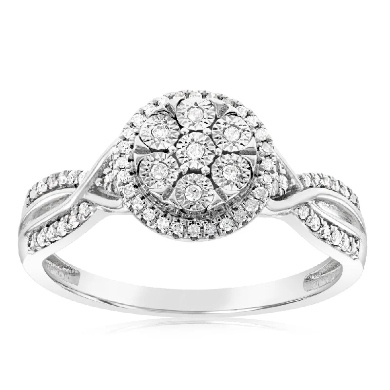 Luxury Jewelry At Unbeatable Discounts Sterling Silver 0.15 Carat Diamond Ring With 61 Brilliant Cut Diamonds