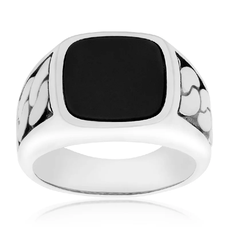 Unmissable Jewelry Sale – Shop Before It's Too Late Sterling Silver Black Square Oynx Stone Fancy Rings