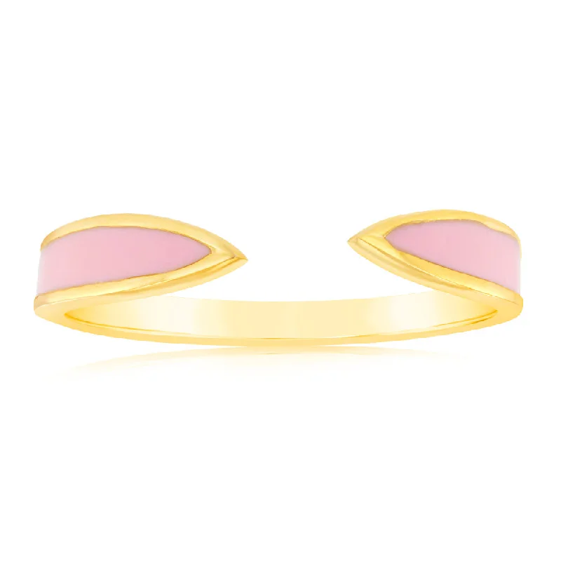 Unmissable Jewelry Sale – Shop Before It's Too Late Sterling Silver Pink Enamel Open Ring