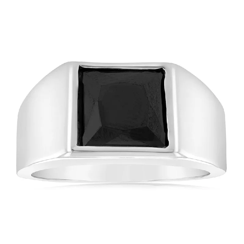 Upgrade Your Jewelry Collection For Less Sterling Silver Square Black Zirconia Gents Ring
