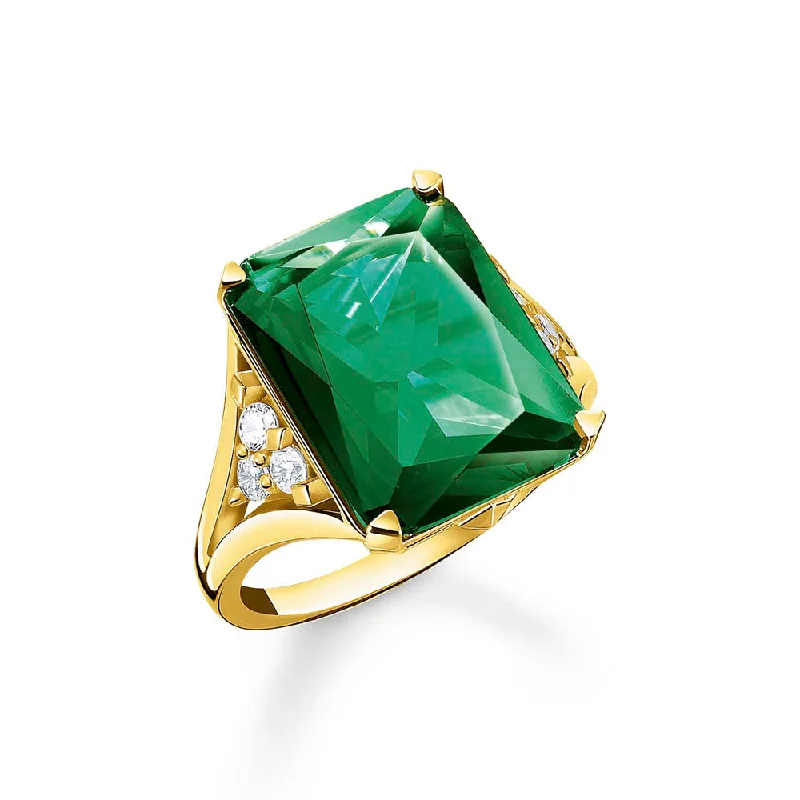 Dainty Floral Jewelry For Feminine Elegance Thomas Sabo Gold Plated Sterling Silver Magic Stone Green Ring