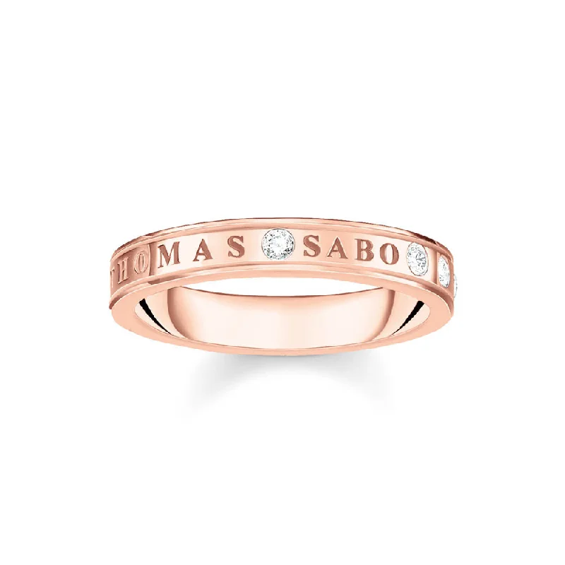 Customized Silver Jewelry For Unique Style Thomas Sabo Sterling Silver Rose Gold Plated Sparkling Circle T S Since 1984 Ring