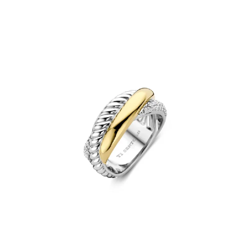 Elegant Jewelry Pieces At Unbelievable Prices Ti Sento Two-Tone Cross Over Ring