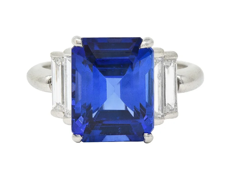 Elegant Jewelry, Affordable Luxury – Shop Now Tiffany & Co. 7.92 CTW Tanzanite Diamond Platinum Stepped Vintage Cocktail Ring