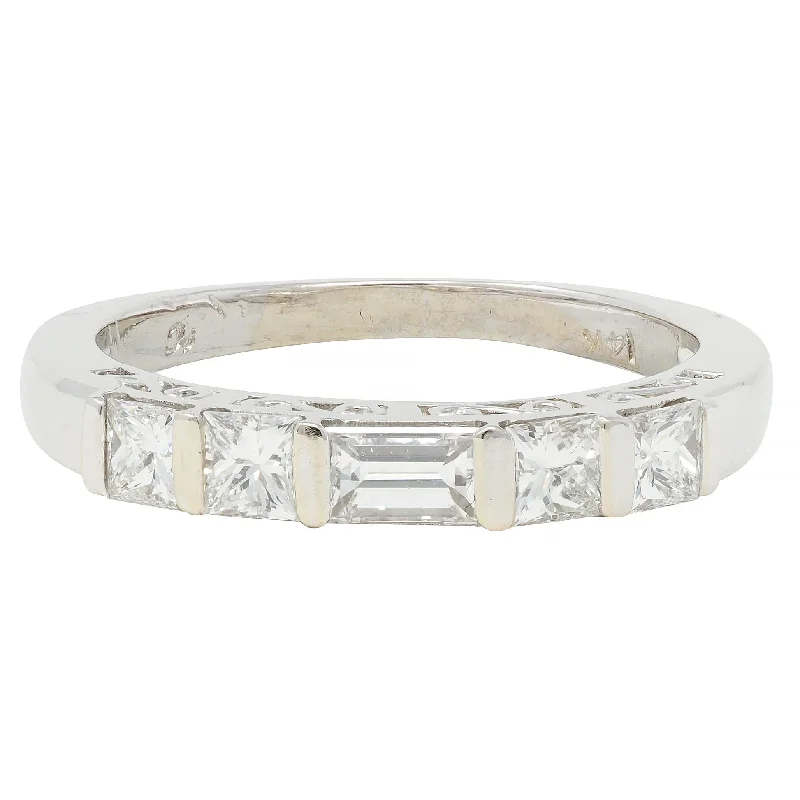 Grab Your Favorite Jewelry At The Lowest Prices Vintage 0.50 CTW Princess Cut Diamond 14 Karat Gold Scroll Wedding Band Ring