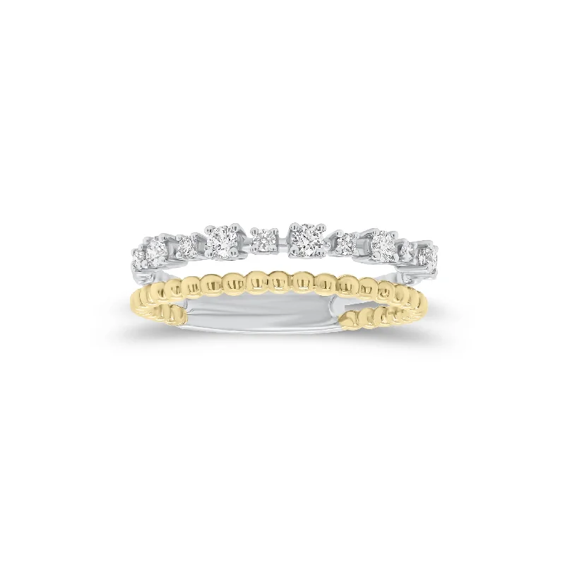 Luxury Handcrafted Jewelry For Elegant Looks Diamond & Beaded Gold Stacking Ring