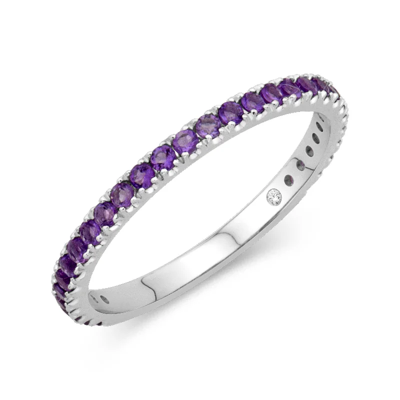 Grab Your Favorite Jewelry At The Lowest Prices 14K White Gold 0.38cttw. Amethyst Stackable Birthstone Ring - February Grab Your Favorite Jewelry At The Lowest Prices 14K White Gold 0.38cttw. Amethyst Stackable Birthstone Ring - February