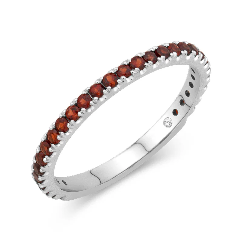 Seasonal Jewelry Deals – Elevate Your Style 14K White Gold 0.56cttw. Garnet Stackable Birthstone Ring - January Seasonal Jewelry Deals – Elevate Your Style 14K White Gold 0.56cttw. Garnet Stackable Birthstone Ring - January
