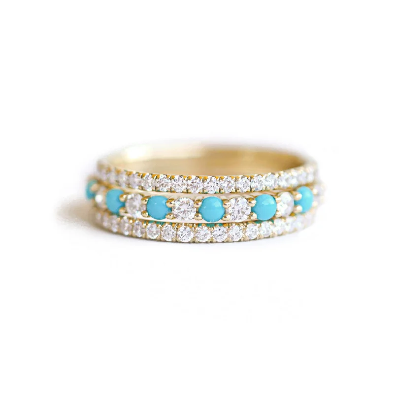 Luxury Meets Affordability – Jewelry Sale Now Live 2mm Turquoise & Diamond Shared Prong Stacking Ring Set Luxury Meets Affordability – Jewelry Sale Now Live 2mm Turquoise & Diamond Shared Prong Stacking Ring Set