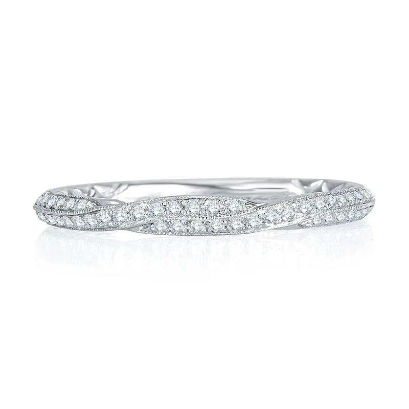 Elegant Rose Gold Jewelry For A Stylish Touch A.Jaffe Signature Delicate Twist Diamond Quilted Wedding Band MRS741Q/18 Elegant Rose Gold Jewelry For A Stylish Touch A.Jaffe Signature Delicate Twist Diamond Quilted Wedding Band MRS741Q/18