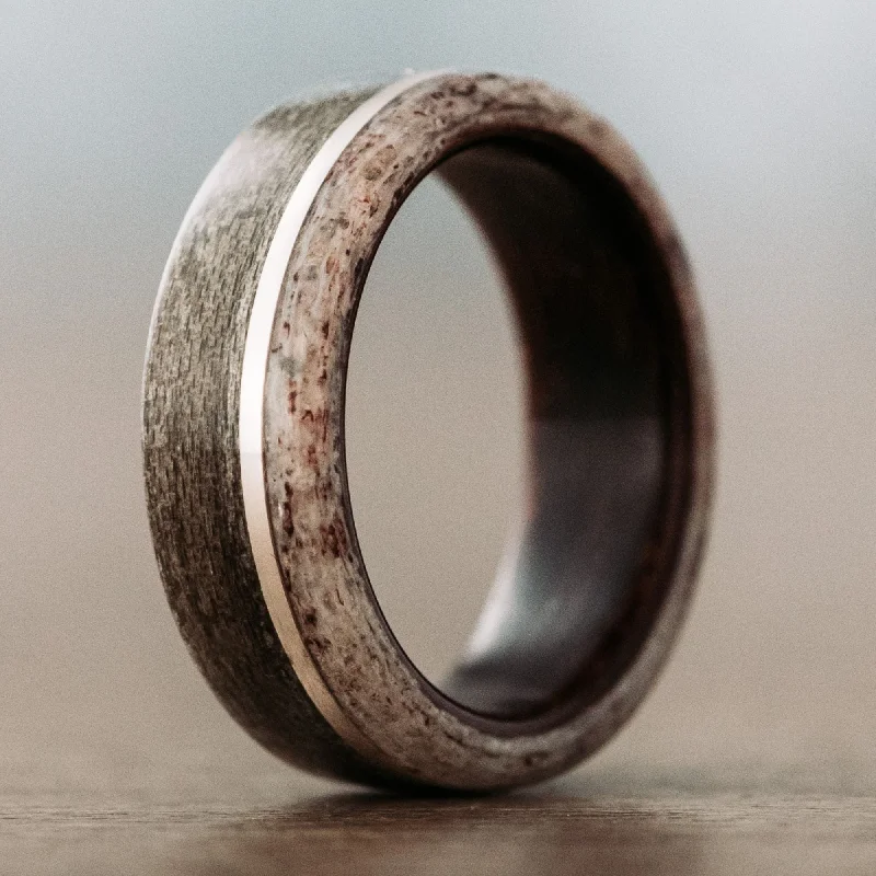 Sparkle More For Less – Jewelry Sale Happening Now (In-Stock) Weathered Maple Wood Wedding Band with Rosewood Liner, Elk Antler Edge, and Offset Silver Inlay - Size 7.5 | 7mm Wide Sparkle More For Less – Jewelry Sale Happening Now (In-Stock) Weathered Maple Wood Wedding Band with Rosewood Liner, Elk Antler Edge, and Offset Silver Inlay - Size 7.5 | 7mm Wide