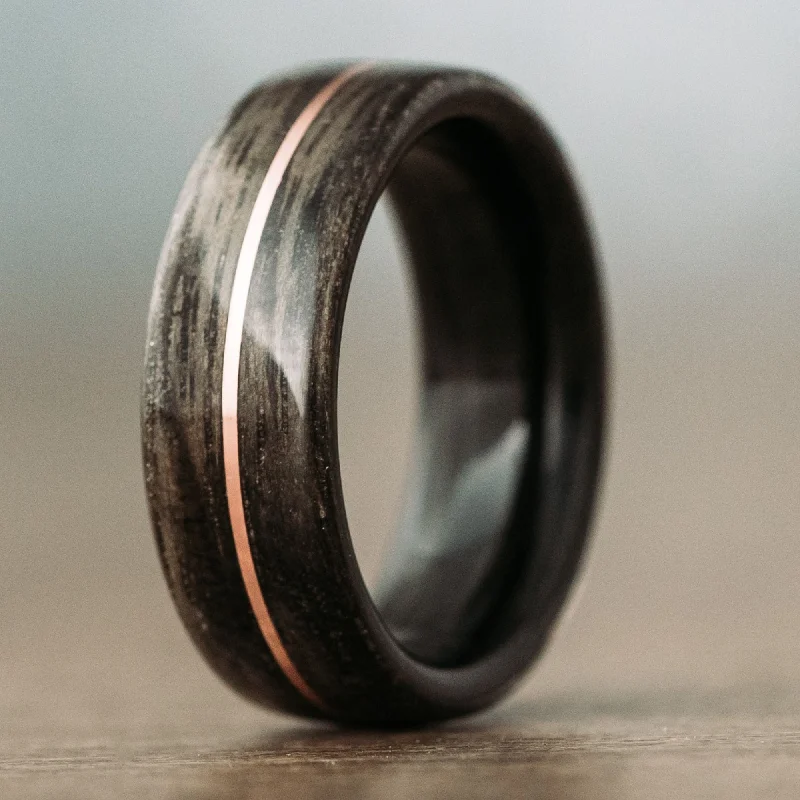 Limited-Time Offer On Premium Jewelry Collections (In-Stock) The Whiskey Neat | Women's Whiskey Barrel Wood Wedding Band with 14k Rose Gold Inlay - Size 7.25 | 7mm Wide Limited-Time Offer On Premium Jewelry Collections (In-Stock) The Whiskey Neat | Women's Whiskey Barrel Wood Wedding Band with 14k Rose Gold Inlay - Size 7.25 | 7mm Wide