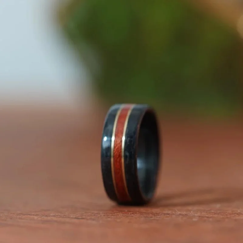 Timeless Elegance, Temporary Discounts – Act Fast (In-Stock) Weathered Whiskey Barrel Ring, Bloodwood & Dual Brass - Size 9.75 | 9mm Wide Timeless Elegance, Temporary Discounts – Act Fast (In-Stock) Weathered Whiskey Barrel Ring, Bloodwood & Dual Brass - Size 9.75 | 9mm Wide