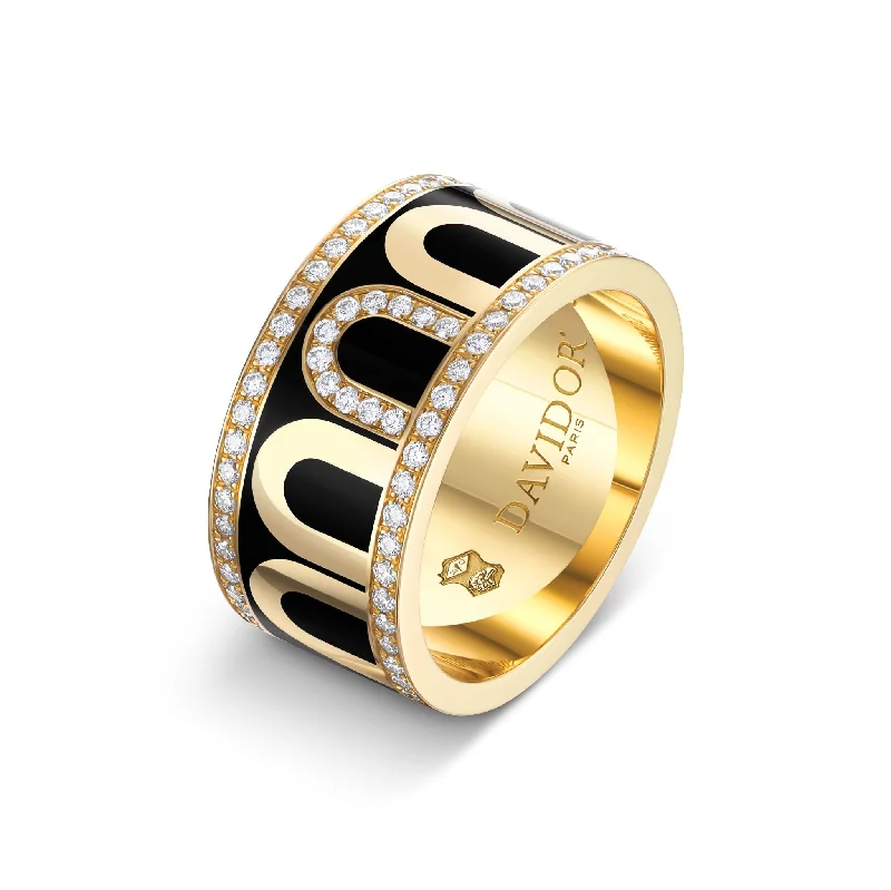 Premium Jewelry Now Available At Special Discounts L'Arc de DAVIDOR Ring GM, 18k Yellow Gold with Caviar Lacquered Ceramic and Porta Diamonds Premium Jewelry Now Available At Special Discounts L'Arc de DAVIDOR Ring GM, 18k Yellow Gold with Caviar Lacquered Ceramic and Porta Diamonds