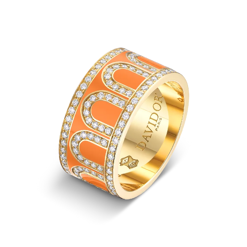 Fashion-Forward Jewelry At Exclusive Discounts L'Arc de DAVIDOR Ring GM, 18k Yellow Gold with Zeste Lacquered Ceramic and Palais Diamonds Fashion-Forward Jewelry At Exclusive Discounts L'Arc de DAVIDOR Ring GM, 18k Yellow Gold with Zeste Lacquered Ceramic and Palais Diamonds